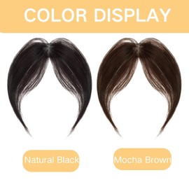 RUNRAYAY - Clip-In Fringe, Clip-In Hair Extensions for Women, Real Human Hair, 360 3D Cover Wispy Pony on French Fringe for Daily Wear, Black