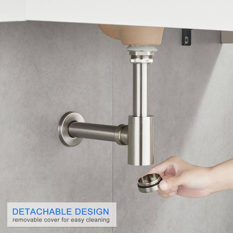 MENATT Bathroom Sink P-Trap Complete Set, Solid Brass 1-1/4 Bottle