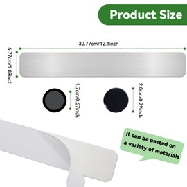 ZDZBLX Magnetic Board Magnet Bulletin Board Bar Frameless Stainless Iron Board Strips, Metal Magnet Boards Magnetic Strips with Adhesive Backing Memo Board with 10 Black Magnet for School Office, 2Pcs