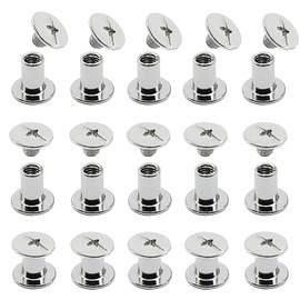 JXPXJMY 50 Pieces Chicago Screw Rivets and Rivets Set for Books Leather Books etc (Silver, M5 x 8)