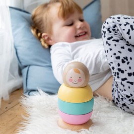 Rosa & Bo Wooden Rosa Stacking Toy - Educational Stacking Toy suitable for 6 months, 1,2 and 3 Year Old Boys and Girls