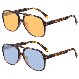 YDAOWKN Retro Aviator Sunglasses for Womens Mens Large Frame Classic 70s Vintage Sunglasses Aviators