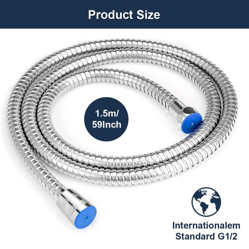 59 Inch Shower Hose, Chrome Kink Free Stainless Steel Handheld