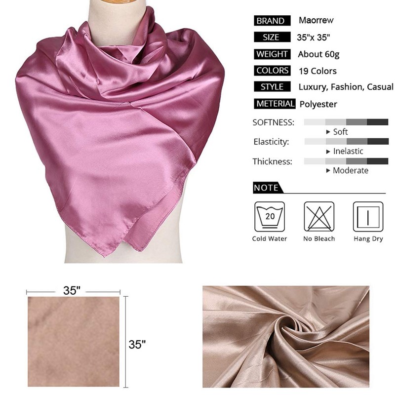 35" Womens Large Satin Square Scarf Silk Feeling Hair Wrapping