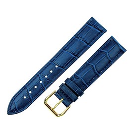 RECHERE 18mm Leather Watch Band Strap Gold Buckle Color Blue