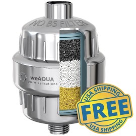 weAQUA Heavy Duty NO BS Shower Filter – 99% Removal for Hard Water, Chlorine