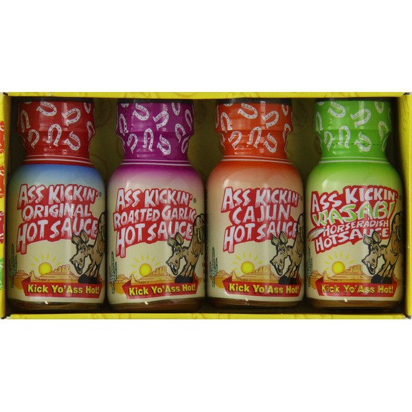 Ass Kickin' Hot Sauce Variety Pack, 4-Count Jars (Pack of 12)