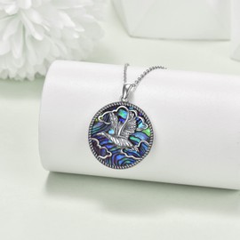 ONEFINITY Flying Duck Necklace Sterling Silver Duck Pendant Alaone Shell Duck Spirit Jewelry Gifts for Women