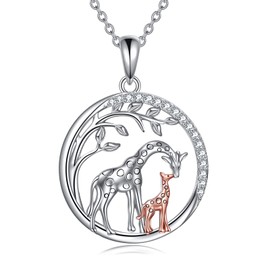 VONALA 925 Sterling Silver Giraffe Necklace for Mother Daughter, Fine Jewellery Birthday Gifts for Women Girls
