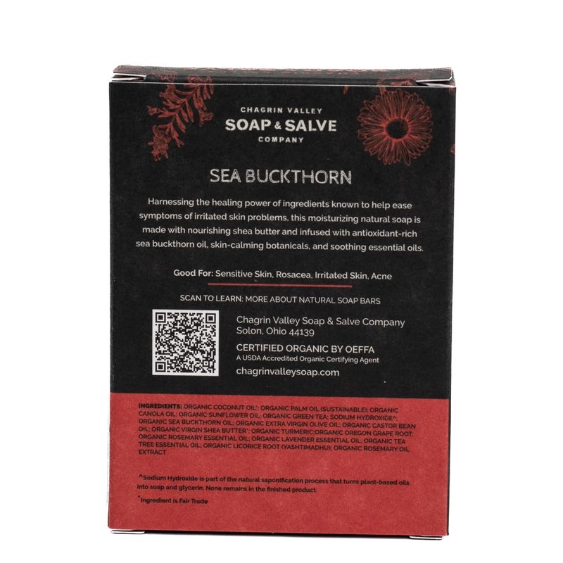 Chagrin Valley Natural Soap Bar - Sea Buckthorn, Organic Tea