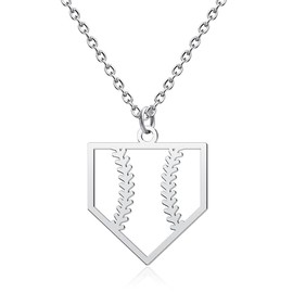 Fancy Jewelry Homeplate Necklace Baseball Drip Home Plate Pendant Baseball Chain