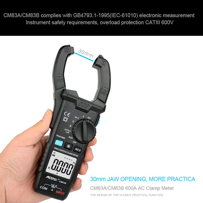 MESTEK Digital Clamp Meter 600A AC Current 600V AC/DC Voltage