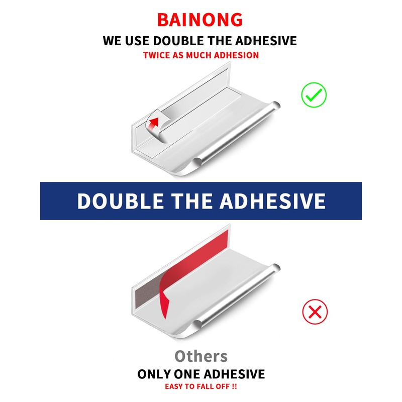 BaiNong 5 Pack 8 inch self Adhesive Cabinet pulls Silvery