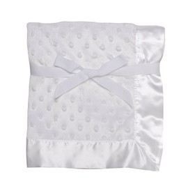 Baby Starters Textured Dot Blanket with Satin Trim, White