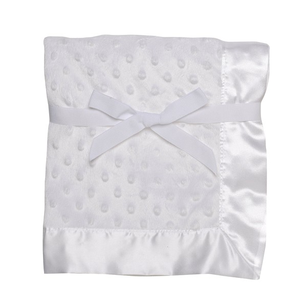 Baby Starters Textured Dot Blanket with Satin Trim, White