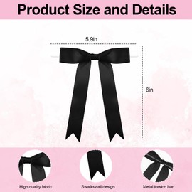 50Pcs Twist Tie Satin Ribbon Bows, Pre-Tied Black Bows for Crafts,Large Bowknot Decoration,Bows for Gifts Wrapping Birthday, Party, Wedding, Christmas,5"X7"