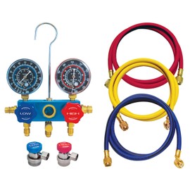 Certified A/C Pro Car Air Conditioner Hose and Manifold Gauge Set, Reuseable Set Checks Low and High Side Pressures for R134-A Refrigerant, Includes Hoses, InterDynamics