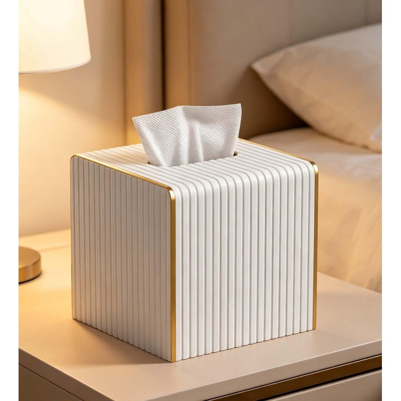 Tissue Box Cover Square with Magnetic Closure, PU Leather Tissue