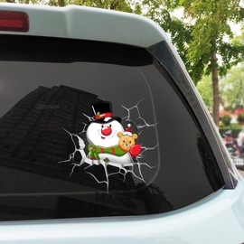 Christmas Car Decals Stickers, Cute Santa Claus Reindeer Snowman Car Window Stickers Decals for Christmas Car Decorations Accessories(Snowman&Bear)