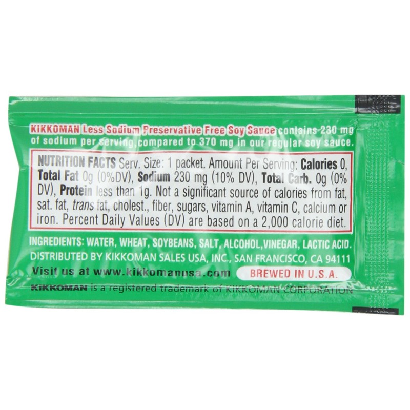 Kikkoman Less Sodium Soy Sauce Packets, 0.2 Fl Oz (Pack