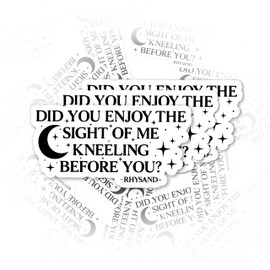Set 3Pcs Did You Enjoy The Sight to Me Kneeling Before You Sticker Funny ACOTAR Moon Night Bookish Hard Hat Waterproof 2 Inches Die-Cut Vinyl for Water Bottle Laptop Phone for Friend Coworker Dad Mom