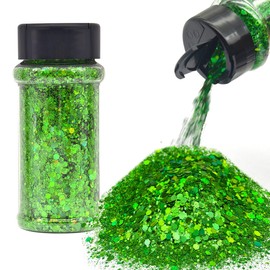 Green - Craft Glitter - 2oz Glitter Shaker Bright Colorful Holographic Mix Chunky Body Glitter Bulk Wholesale 24 Colors in Shaker Cosmetic Glitter - EBLB600