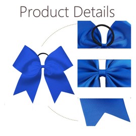 Oaoleer 21PCS 8" Large Cheer Bows Royal Blue Bows Jumbo Cheerleader Bow with Ponytail Holder Elastic Band Handmade for Cheerleading Teen Girls College Sports