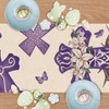 Uruney Christian Easter Cross Chinoiserie Table Runner, Religious Purple Kitchen