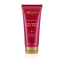 Argan+ Ultra Gentle Body Wash, Rose Otto Oil Vegan Shower Gel, 200ml