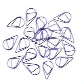 50Pcs Small Golden Paper Clips, Water Drop-Shaped Paperclips Bookmarks for Office Stationery Document, Memo, Poster, Photo (Purple)