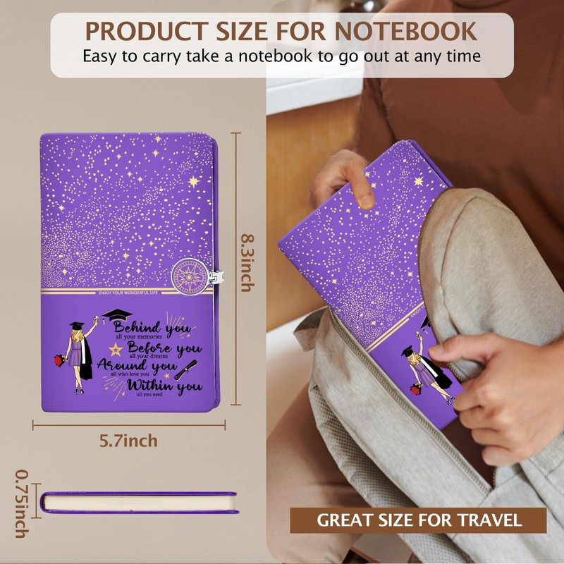 LBWCER Inspirational Graduation Journal Congratulations Graduating Journey Leather Notebook (Graduation