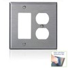 Leviton 2-Gang, 1-Decora, 1-Duplex Receptacle Stainless Steel Midway Wallplate, SJ826-40,