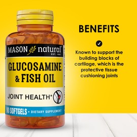 MASON NATURAL Glucosamine & Fish Oil Supplement with DHA & Omega 3 for Joint & Muscle Support, 1 Month Supply Softgel Pills