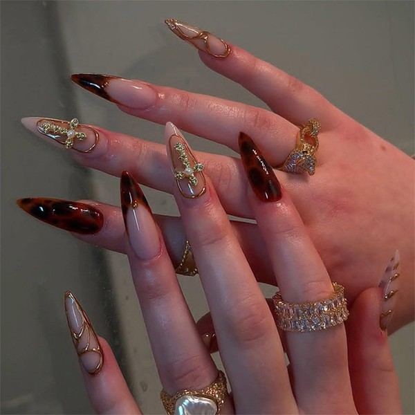 SINHOT Stiletto Press on Nails - Long Fake Nails, Glossy