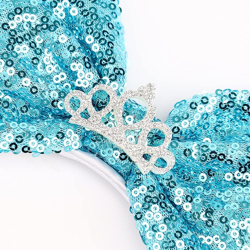 DRESHOW 2 Pack Mouse Ears Bow Headbands Glitter Party Decoration