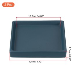 PATIKIL Plant Pot Saucers 5 Inch, 2 Pack Ceramic Square Flower Drip Tray for Indoor Outdoor, Blue