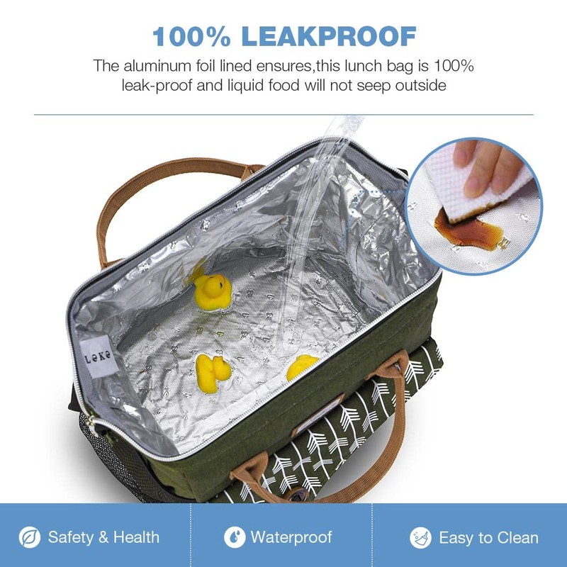 Lekesky Women's Cool Bag, Insulated Lunch Bag, Leak-Proof, Wide Open