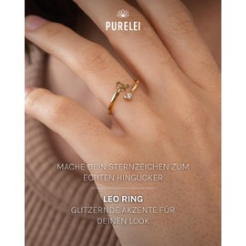 Purelei® Star Sign Ring, Waterproof Women's Ring Made of Durable Stainless Steel, Adjustable Rings from Size 50 to 60, Fashion Jewellery for Your Individual Look, Gemstone