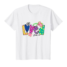 Loved Floral Polka Dots Easter Day Gift Christian Girl Boy T-Shirt