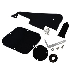 FLEOR Set of LP Pickguard/Control Backplate/Selector Switch Cover/Toggle Switch Ring/Truss Rod Cover/Chrome Bracket/Mounting Screws for LP Standard Guitar, Black 1ply