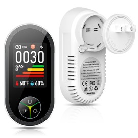 4-in-1 Carbon Monoxide Detectors & Natural Gas Leak Detector Plug in, Combination CO Detector & Combustible Gas, LPG, Methane, Propane Alarm with Fahrenheit(°F) & Humidity for Home, Hotels, RV Travel