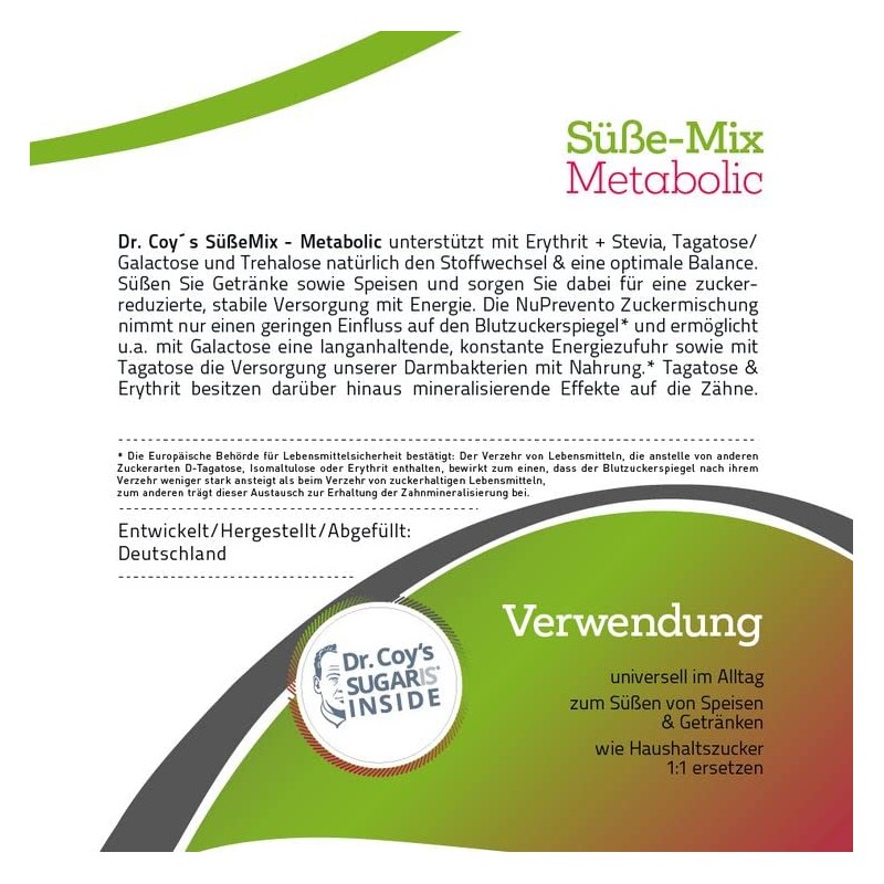 NuPrevento SüßeMix Metabolic - Sugar Mix - Sugar Substitute -