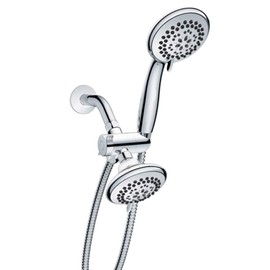 EZ-FLO Handheld and Fixed Showerhead Combo, 6-Spray 5 Foot Hose 2.0 GPM, Stainless Steel with Polished Chrome Finish, EZ-15145