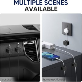 10 PCS Magnetic Cable Holder and Organizer - Charging Cable Storage Clips for Home, Office, Car, Wall - Practical Gift (Black)