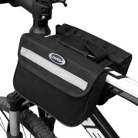 HUIOP bike top tube bag, Cycling Bike Top Tube Bag Mountain Bicycle Front Frame Double Pannier Bag Pack