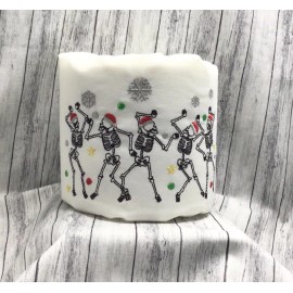 BeachcraftersEMB Christmas Dancing Skeletons Embroidered Decorative Toilet Paper Cover Wrap