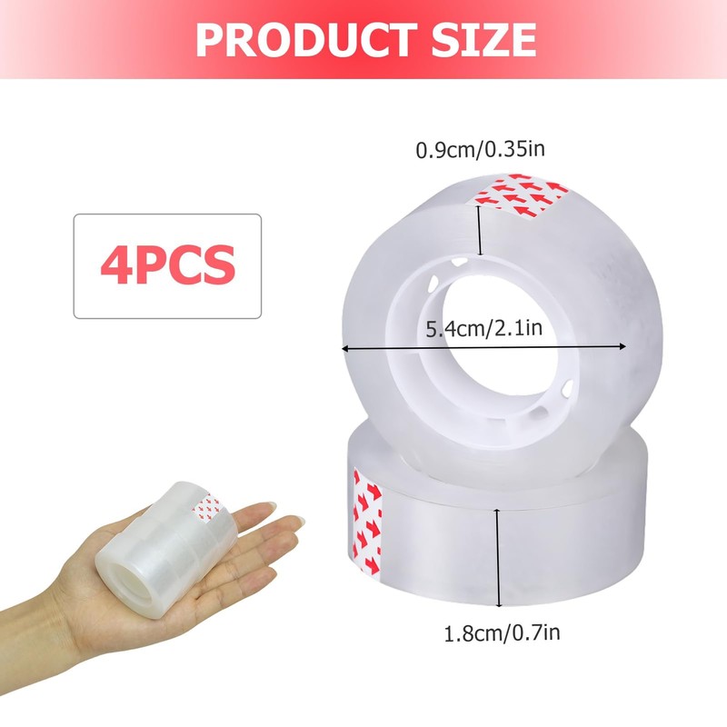 4 Small Clear Tapes, 18mm x 30m Sellotape Rolls Cellotape