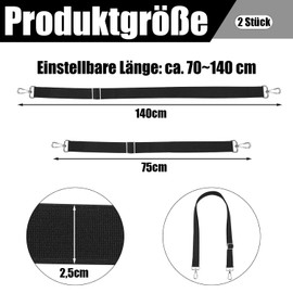 QZKJQDD Pack of 2 Bag Straps Black 2.5 cm Wide, Carry Strap Bag for Men and Women, Adjustable Length 75-140 cm Shoulder Strap for Bags, Suitable for Bags, Shoulder Bags, Handbags, etc, black
