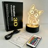 Lumipallas Cat Night Light Remote Control, Kitty Cute 3D Illusion