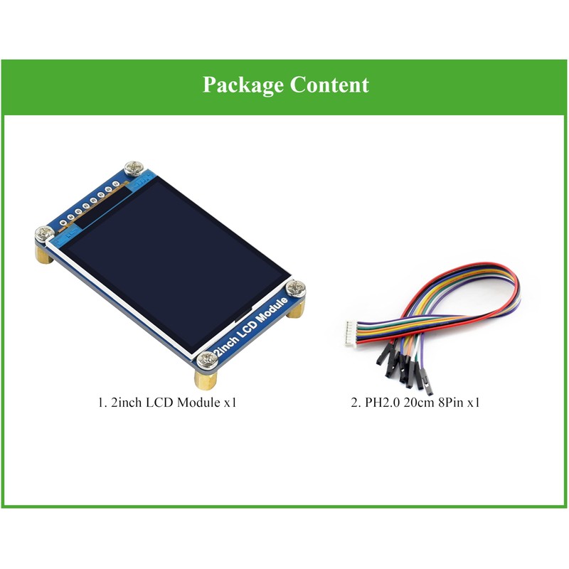 Waveshare 2inch Mini LCD Screen - Compatible with Raspberry Pi/Arduino/STM32,